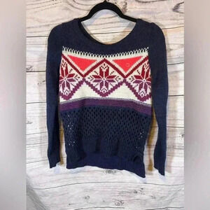 American Eagle Outfitters Wool Blend Sweater Blue Nordic Snowflake NWOT